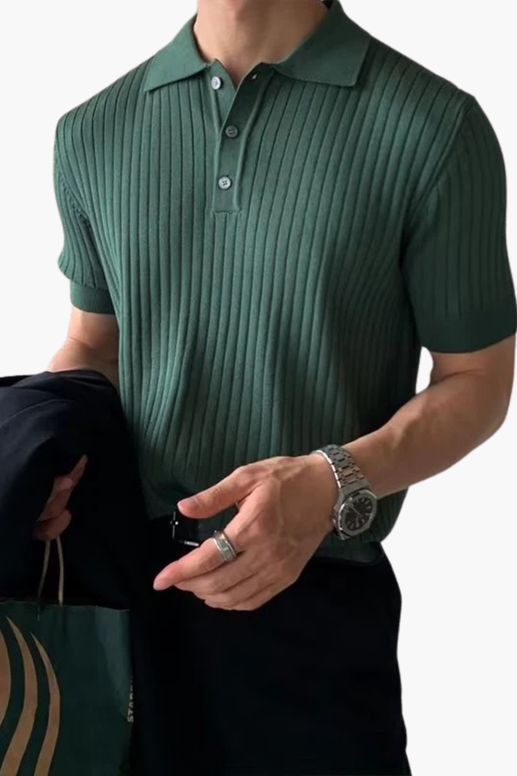 TURIN - RIBBED COTTON POLO SHIRT