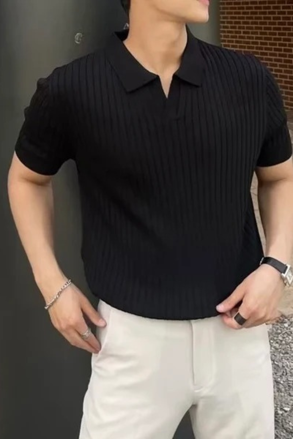 ROMA - CORDUROY COTTON POLO SHIRT