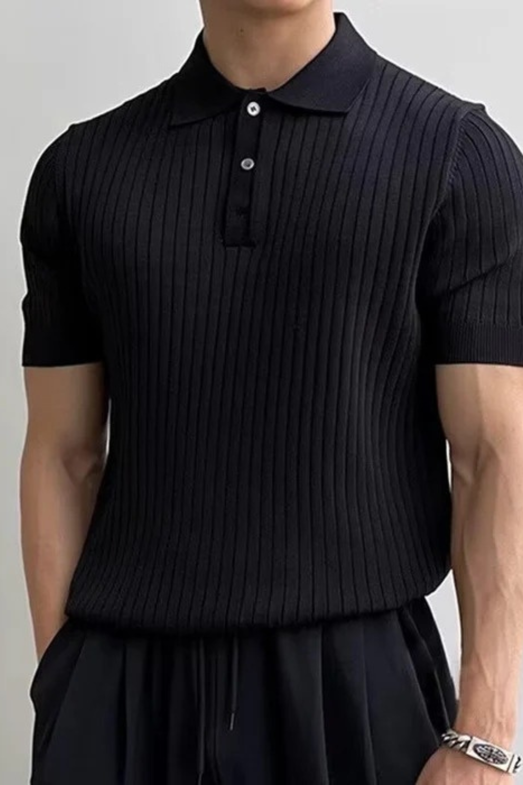 TURIN - RIBBED COTTON POLO SHIRT