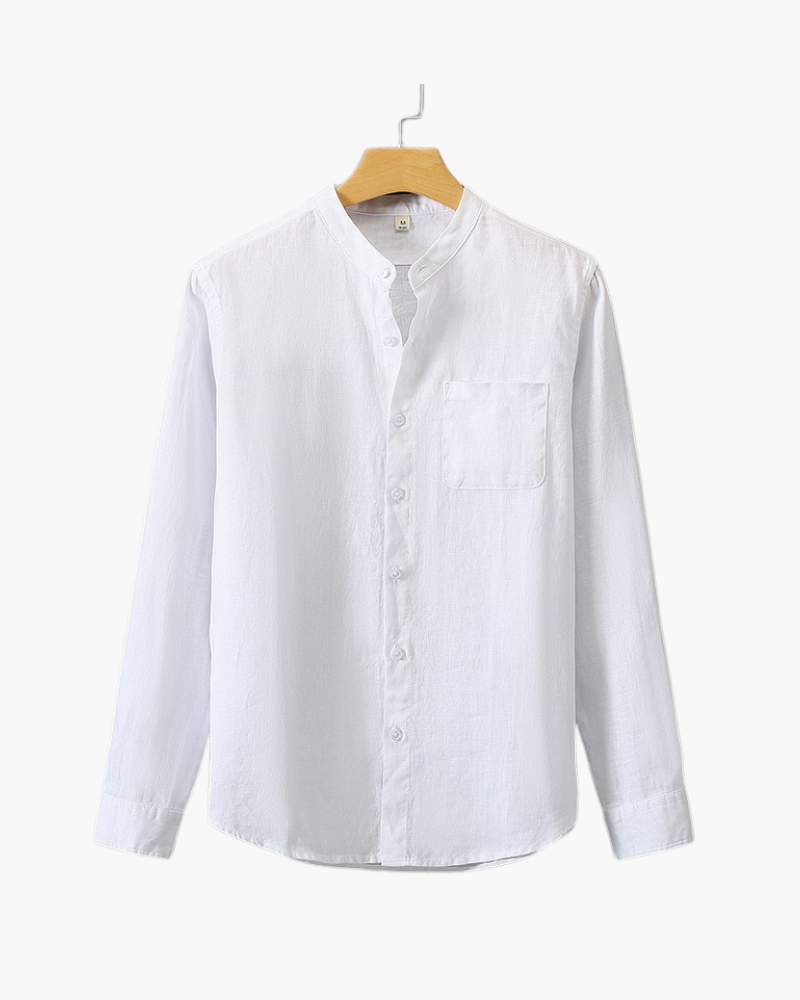Low collar linen shirt
