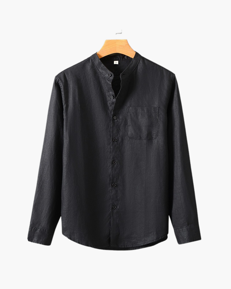 Low collar linen shirt