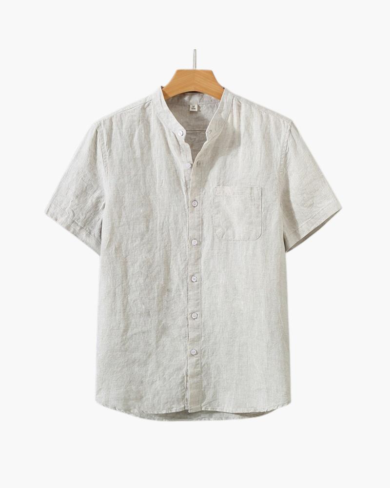 Linen shirt with short collar