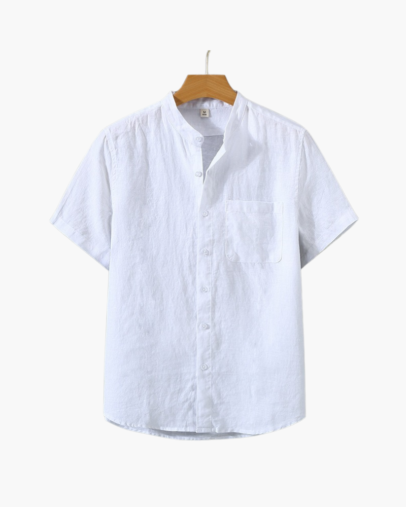 Linen shirt with short collar