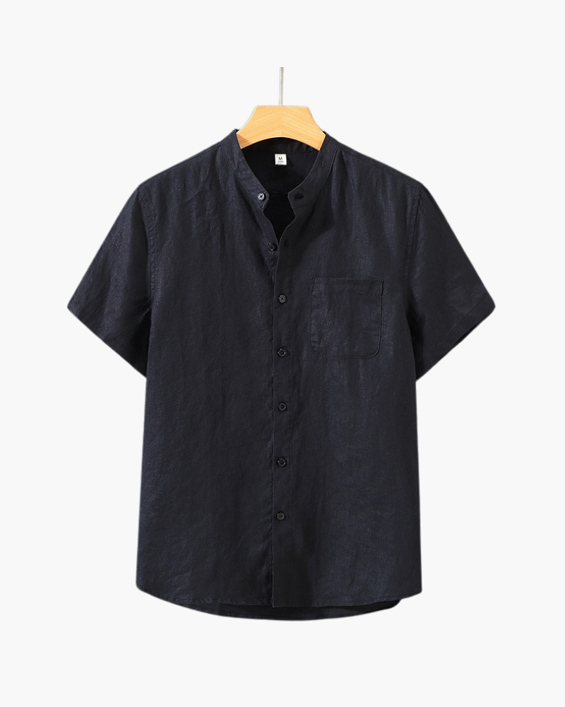 Linen shirt with short collar