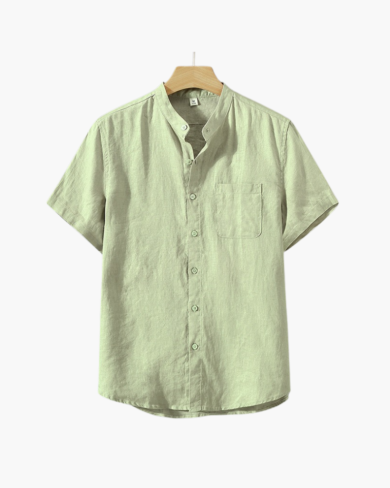 Linen shirt with short collar