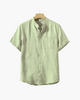 Linen shirt with short collar